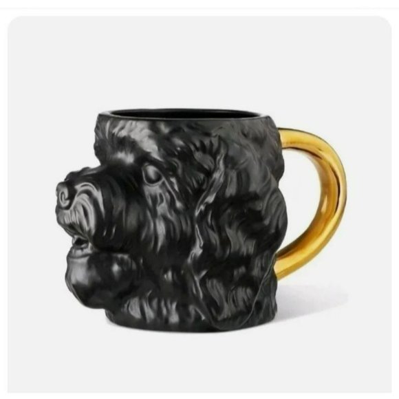 Black and Gold 3D Dog Face Shaped Stoneware‎ Coffee Mug 14 oz - Picture 14 of 14